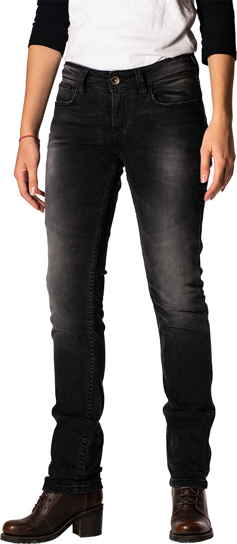 Rokker The Donna Black Damen Motorrad Jeans 27 Schwarz