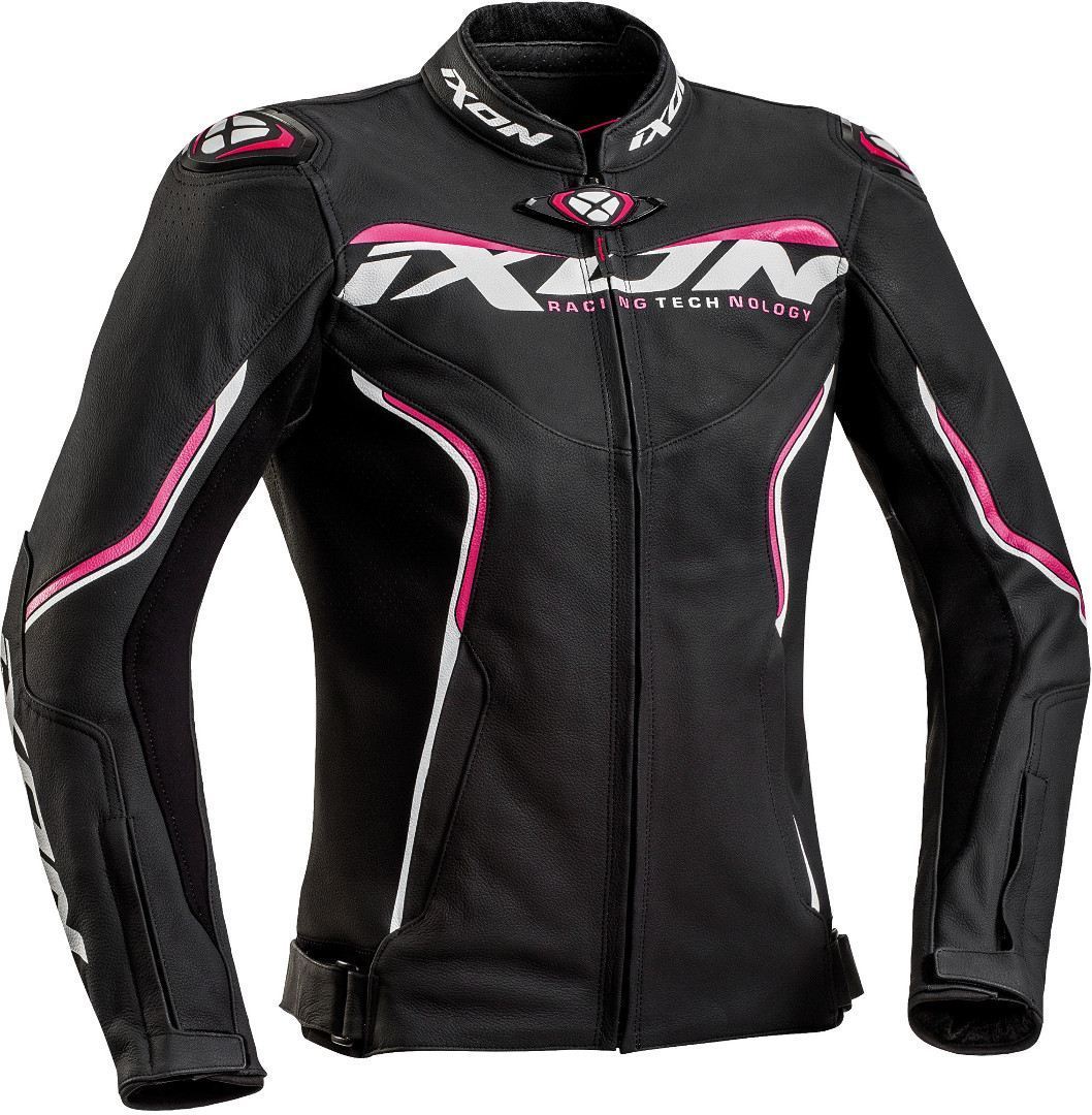 Ixon Trinity Damen Motorrad Lederjacke XS Schwarz Weiss Pink