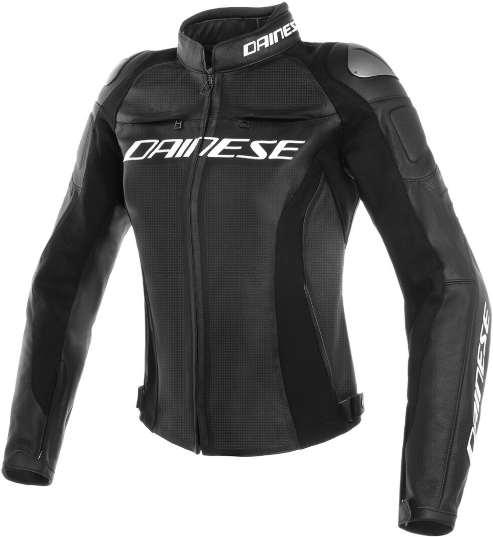 Dainese Racing 3 Perforierte Damen Motorrad Lederjacke 52 Schwarz