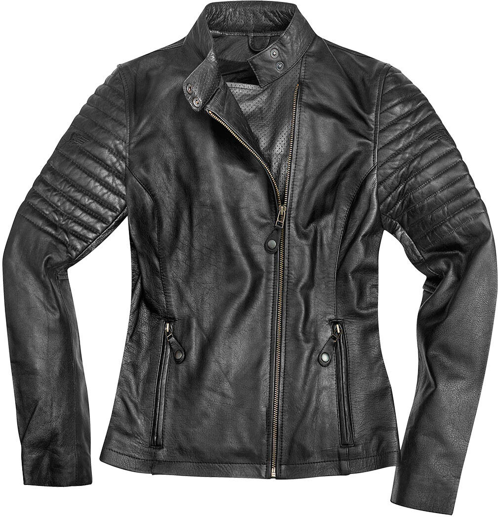 Black-Cafe London Shona Damen Motorrad Lederjacke L Schwarz