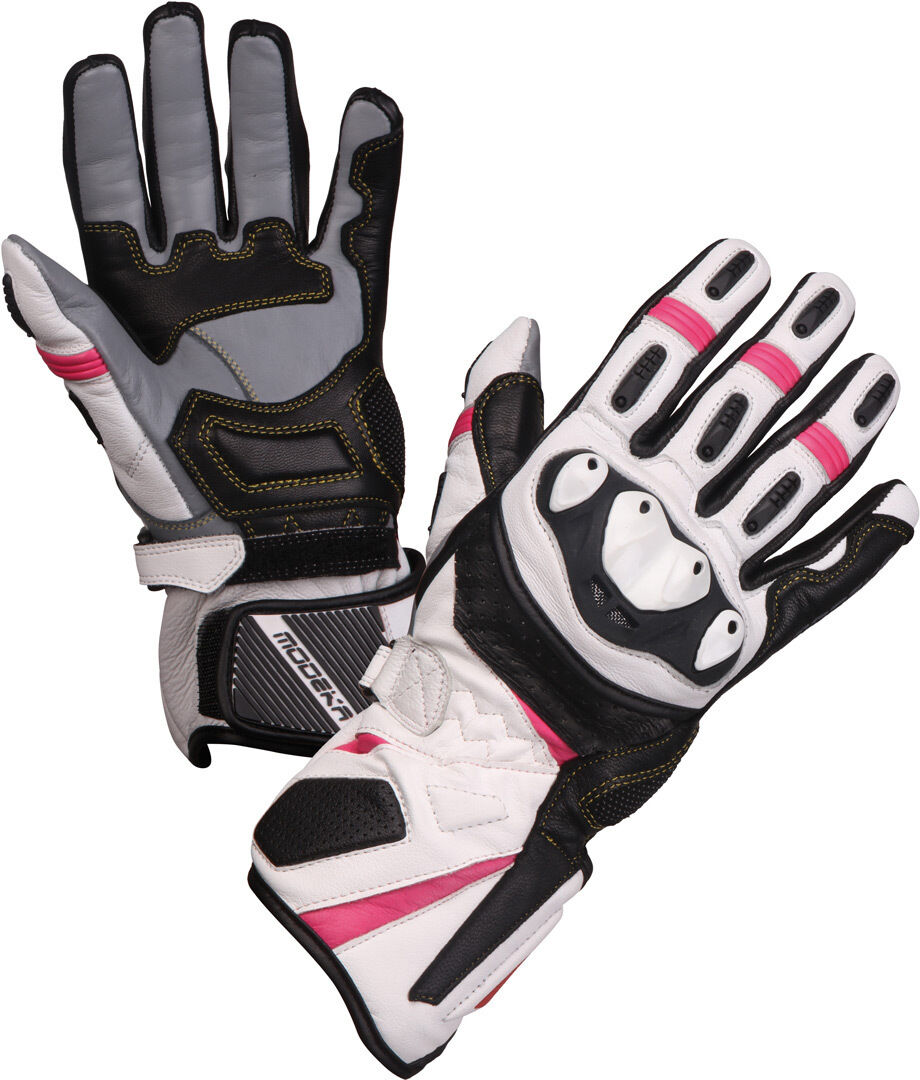 Modeka Cay Damen Motorradhandschuhe M Schwarz Weiss Pink