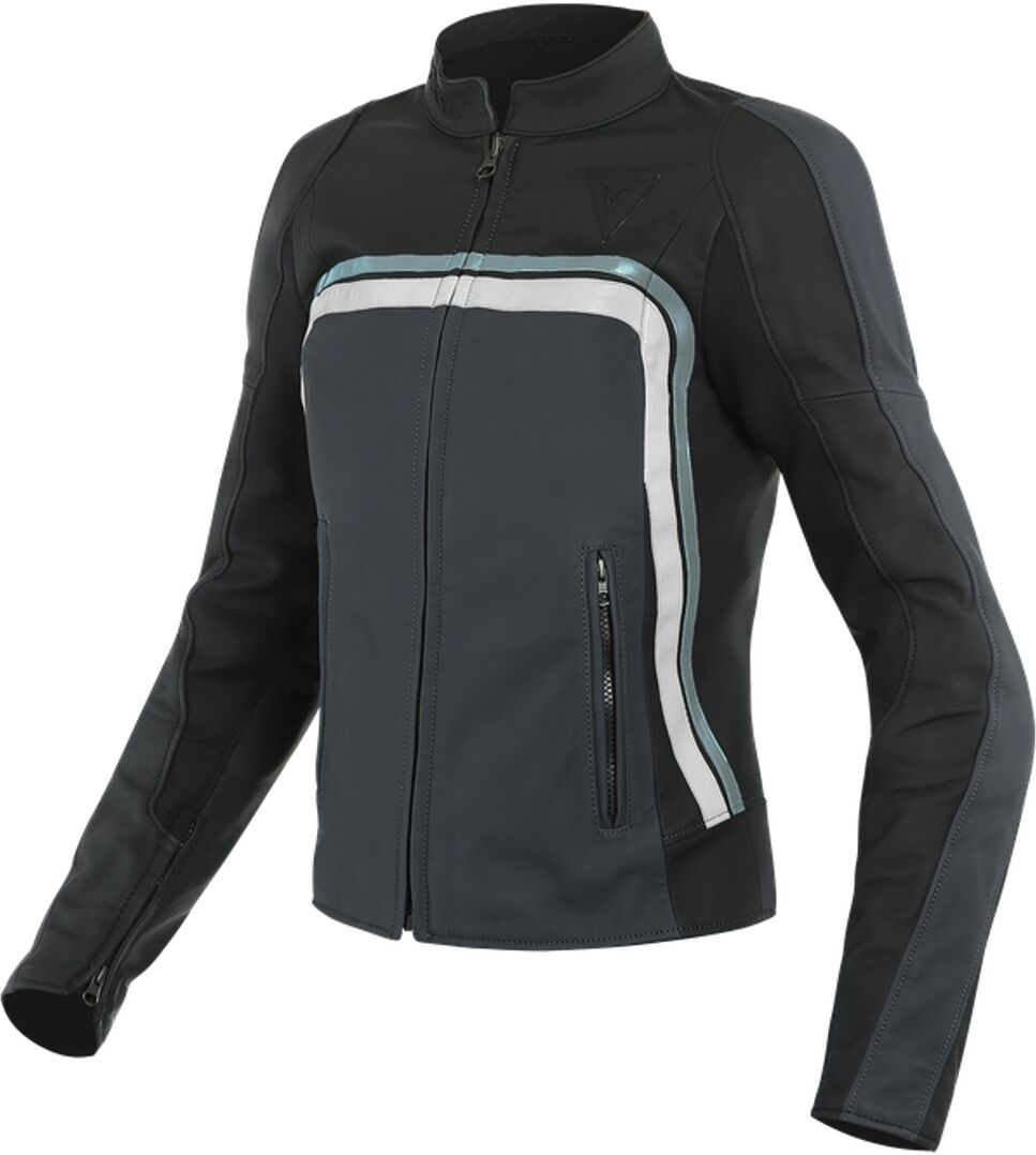 Dainese Lola 3 Damen Motorrad Lederjacke 46 Schwarz Grau Weiss