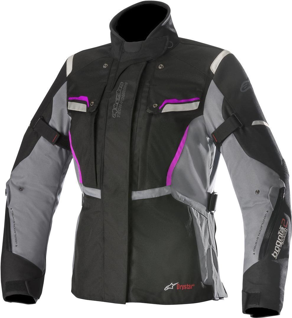 Alpinestars Stella Bogota V2 Drystar Ladies Textile Jacket Dámská textilní bunda XL Černá Šedá Růžový