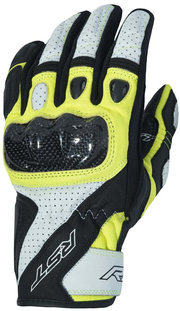 RST Stunt III Motocyklové rukavice S Černá Bílá žlutá