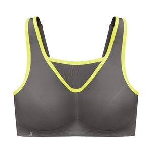 GLAMORISE Sport-Bustier mit bestem Halt - Grau mit gelbem Besatz Unterwäsche Damen