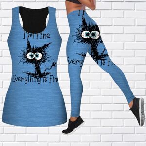 Hexizhi Line Kittens Print Yoga-Outfit Für Damen, Modische Workout-Leggings, Fitness, Sport, Lässige Yoga-Hose