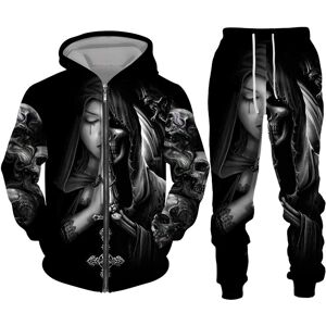 Sportswear Home Coole Schädel 3d Gedruckt Schwarz Zipper Hoodie Hosen Anzug Gothic Punk Stil Männer Frauen Trainingsanzug Set 2023 Halloween Streetwear Kostüm