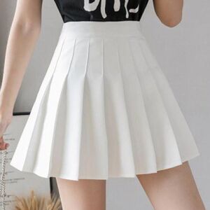Lucky Black Cat Adrette Hohe Taille Solide Plissee Mini Rock Frauen Sommer Frühling Koreanische Mode Niedlichen Weißen A-Linie Rock