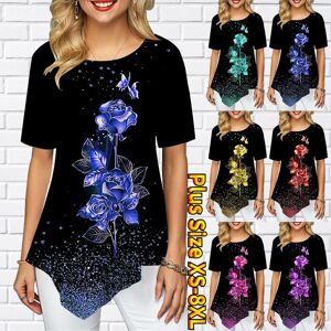 Jeenoo Frauen Plus Größe Damen T-Shirts Farbige Bauhinia Drucken Lose Beiläufige Tops Weibliche Unregelmäßige Sommer Kleidung