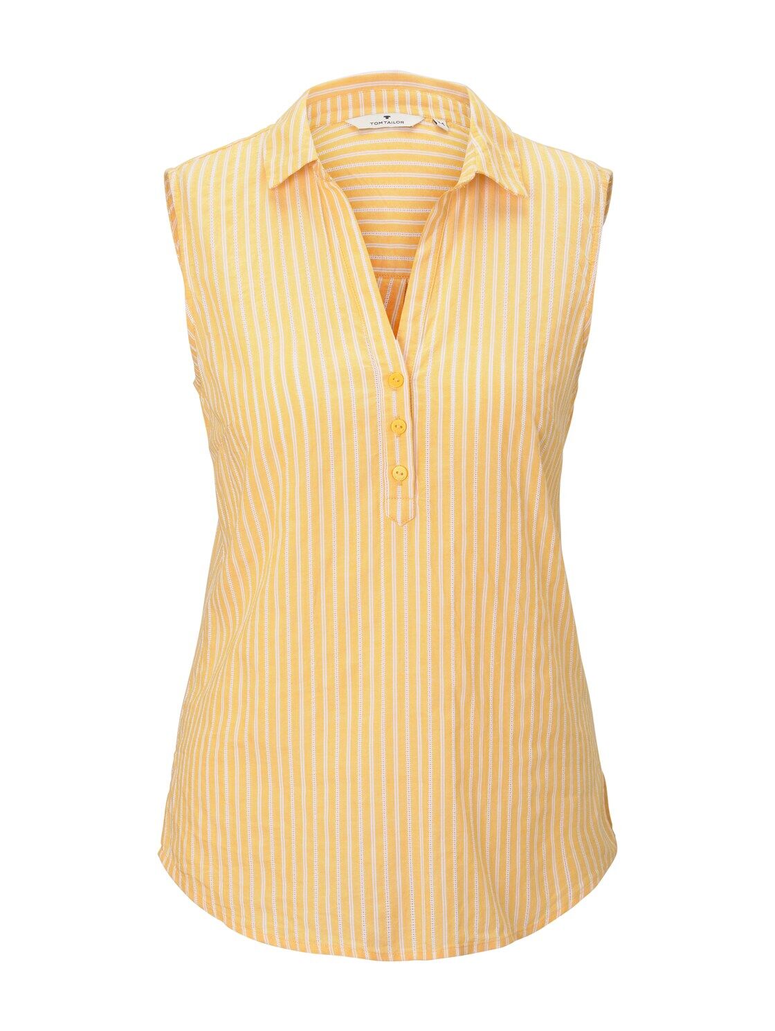 TOM TAILOR Damen Ärmellose Hemdbluse mit Streifenmusterung, gelb, Gr.40