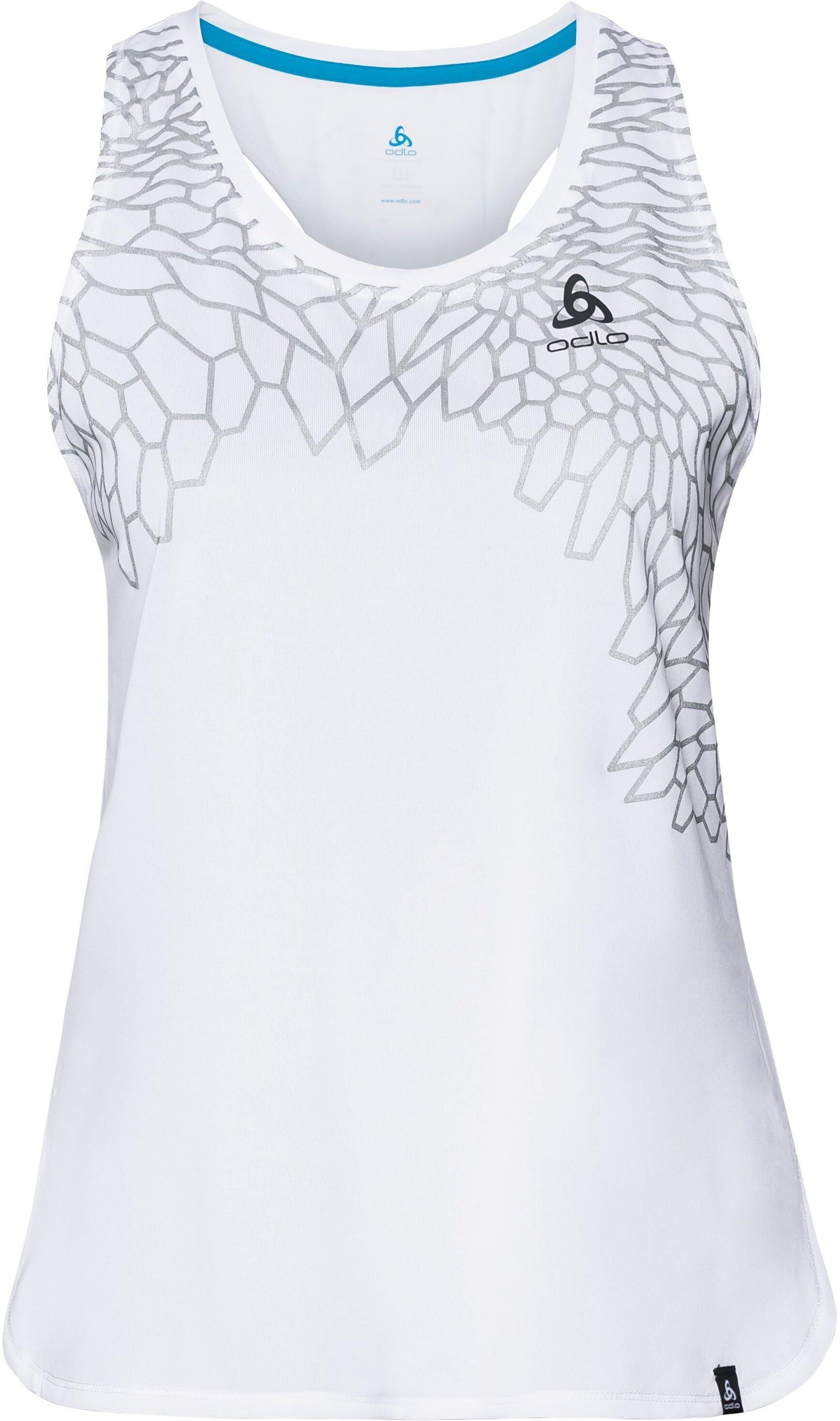 Odlo BL TOP HELLE Unterhemd mit Rundhalsausschnitt, female, white - placed print SS18, XS