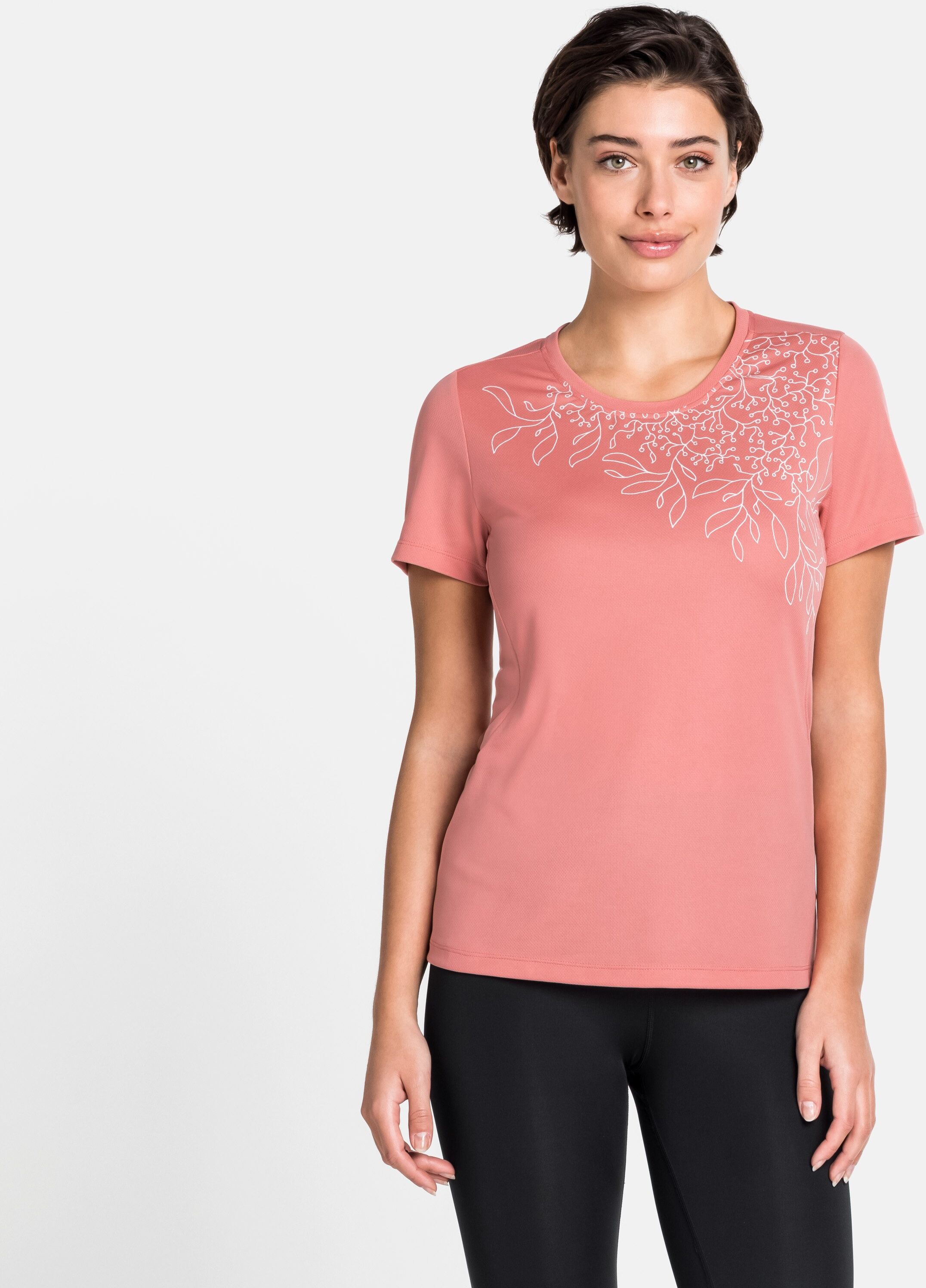 Odlo Damen F-DRY T-Shirt, female, lantana - leaf print SS20, XL