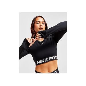 Nike Training Pro Long Sleeve Crop Top, Black/White