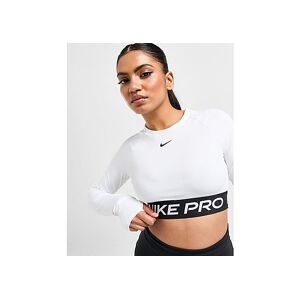 Nike Training Pro Long Sleeve Crop Top, White/Black