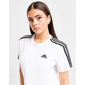 adidas 3-Stripes Badge of Sport Crop T-Shirt, White / Black