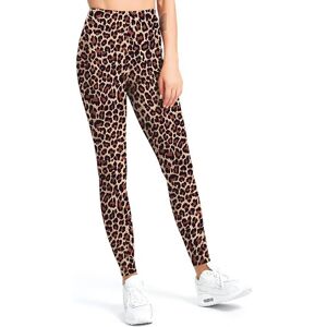 Højtaljede leggings til kvinder - smørbløde bukser med tryk på mavekontrol til træning yoga leopard leggings L