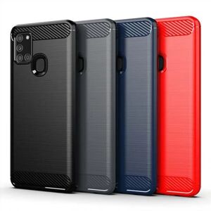 SKALO Stødsikker Armour Carbon TPU etui Samsung A21s - flere farver Blue