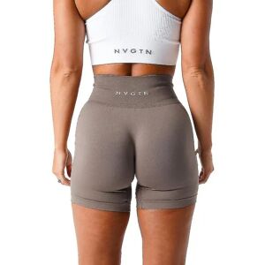 Nvgtn Spandex Solid Seamless Shorts Kvinnor Mjuk træningstights Fitness Outfits Yogabyxor Gym Wear Taupe