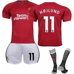 23-24 Manchester United hemma Fotboll Barntröja nr 11 Højlund Voksen XS Adult XS