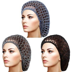 Tizzy 3 stykker mesh-hårnet Blødt rayon-strik Snood Hat Sovende Hæklet Hårnet Langt Hår Net Snoods Cover Hæklet Hår Net Cap Hårbetræk til kvinder