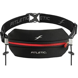 Fitletic Single Neoprengürtel mit Befestigung für Startnummern für iPhone 5, 4S, 4 und andere Smartphones Red Zip