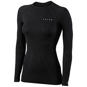 FALKE ESS Women Wool Tech. Long Sleeve Comfort Fit top, Size S, Black, virgin wool mix Sweat wicking, fast drying, warm, protection in cold to very cold temperatures, ideal for ski