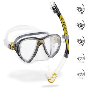 Cressi Big Eyes Evo Alpha Ultra Dry Snorkel Set with Snorkel and Diving Goggles Waterproof Diving Mask Anti-Fog Anti-Leak Tempered Glass Premium Dry Snorkel for Adults.