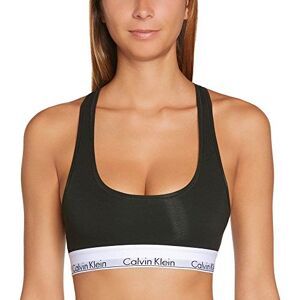 Calvin Women's Triangle Bra Modern Cotton Bralette (Modern Cotton Bralette) Black (Black 001) plain, size: l