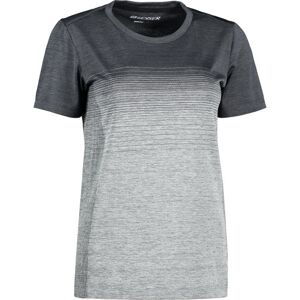 Geyser Dame Sømløs Stribet T-Shirt, G11024, Grafit Melange, Xl