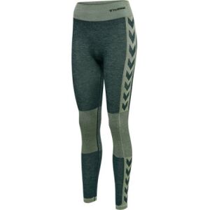 Hummel Clea Seamless Mid Waist Tights I Darkest Spruce Basil Melange Til Kvinder L Grøn