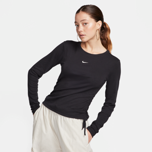 Langærmet, justerbar Nike Sportswear Essential-crop top i rib til kvinder - sort sort XXL (EU 52-54)
