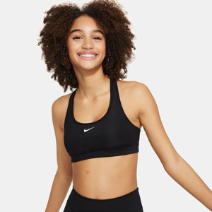 Nike Swoosh-sports-bh til større børn (piger) - sort sort S