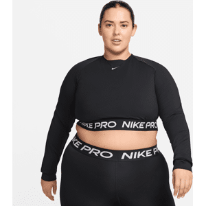 Kort Nike Pro 365 Dri-FIT-top med lange ærmer til kvinder (plus size) - sort sort 3X