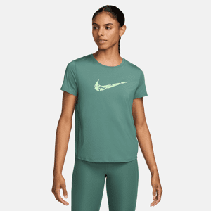 Kortærmet Nike One Swoosh Dri-FIT-løbetop til kvinder - grøn grøn XL (EU 48-50)