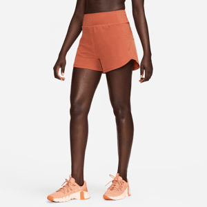 Nike Bliss Dri-FIT-fitnessshorts med indershorts (8 cm) med høj talje til kvinder - Orange Orange XS (EU 32-34)