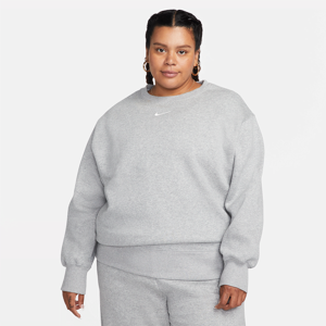 Oversized Nike Sportswear Phoenix Fleece-sweatshirt (plus size) med rund hals til kvinder - grå grå 2X