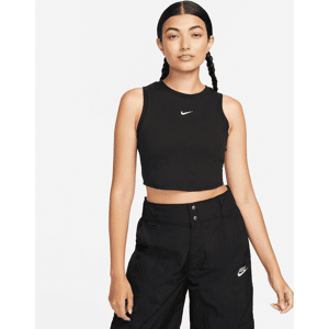 Stram, maskinstrikket Nike Sportswear Chill-mini-tanktop med kort snit til kvinder - sort sort S (EU 36-38)