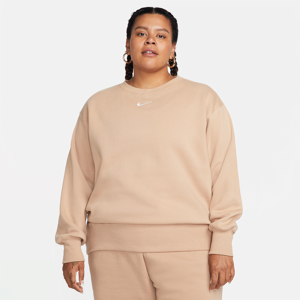 Oversized Nike Sportswear Phoenix Fleece-sweatshirt (plus size) med rund hals til kvinder - brun brun 1X