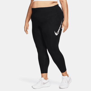 Højtaljede Nike Epic Fast 7/8-løbeleggings med lommer til kvinder (Plus size) - sort sort 1X