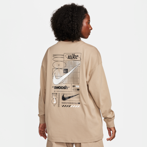 Langærmet Nike Sportswear-T-shirt til kvinder - brun brun M (EU 40-42)
