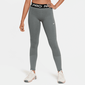Nike Pro Dri-FIT-leggings til større børn (piger) - grå grå XS