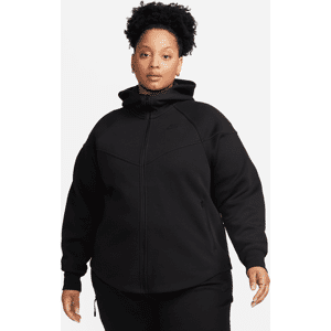 Nike Sportswear Tech Fleece Windrunner–hættetrøje med lynlås i fuld længde til kvinder (plus size) - sort sort 3X