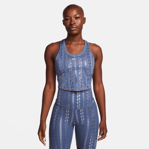 Kort Nike Dri-FIT One-tanktop med print til kvinder - blå blå L (EU 44-46)