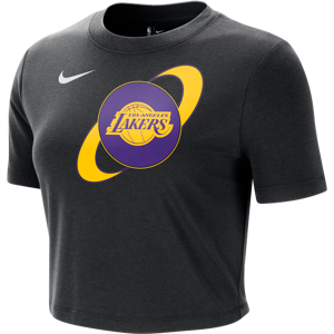 Kort, slank Los Angeles Lakers Courtside Nike NBA-T-shirt til kvinder - sort sort S (EU 36-38)