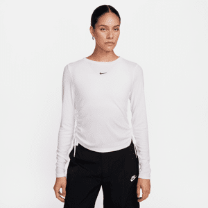 Langærmet, justerbar Nike Sportswear Essential-crop top i rib til kvinder - hvid hvid M (EU 40-42)
