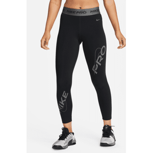 Nike Pro-7/8-leggings med grafik og mellemhøj talje til kvinder - sort sort XS (EU 32-34)