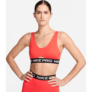 Nike Pro Indy Plunge-sports-bh med medium støtte og indlæg til kvinder - rød rød 2XL