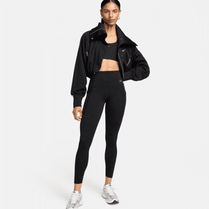 Nike Universa 7/8-leggings længde med medium støtte, høj talje, print og lommer til kvinder - sort sort XL (EU 48-50)