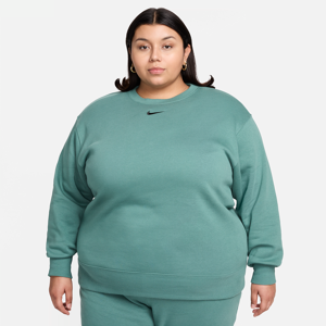 Oversized Nike Sportswear Phoenix Fleece-sweatshirt (plus size) med rund hals til kvinder - grøn grøn 2X