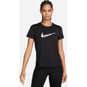 Kortærmet Nike One Swoosh Dri-FIT-løbetop til kvinder - sort sort XL (EU 48-50)